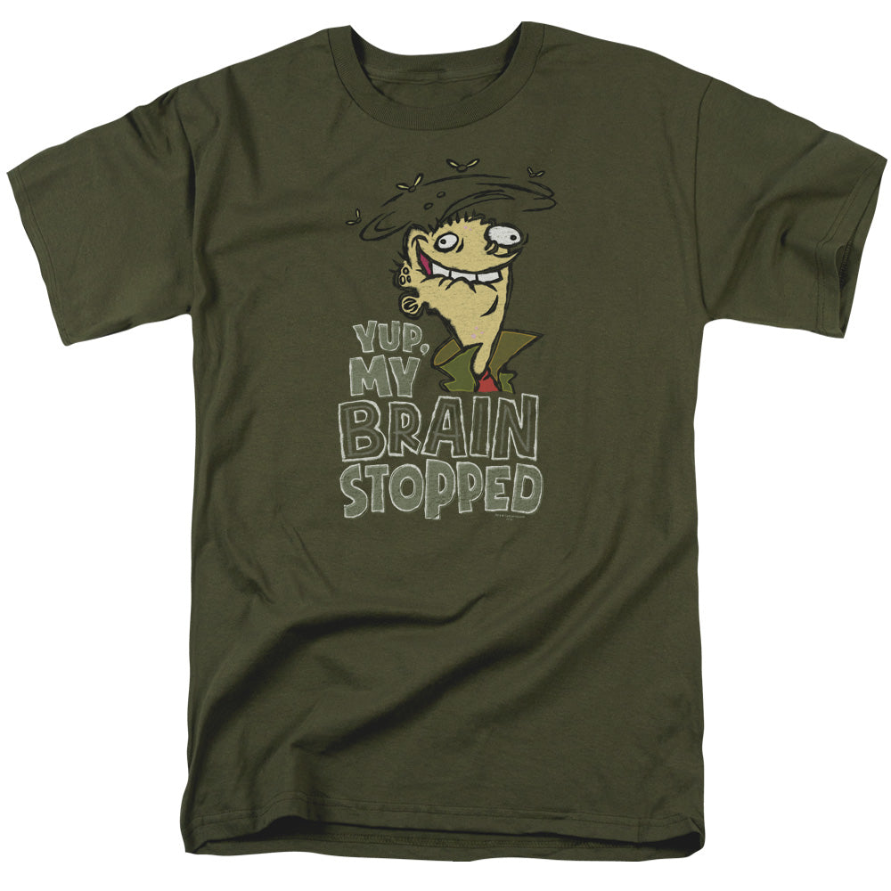 AN OFFCIALLY LICENSED ED EDD N EDDY BRAIN DEAD ED MEN'S REGULAR FIT T-SHIRT MILITARY GREEN