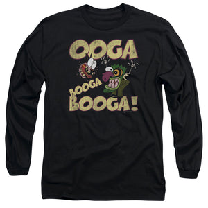 AN OFFCIALLY LICENSED COURAGE OOGA BOOGA BOOGA MEN'S LONG SLEEVE T-SHIRT BLACK