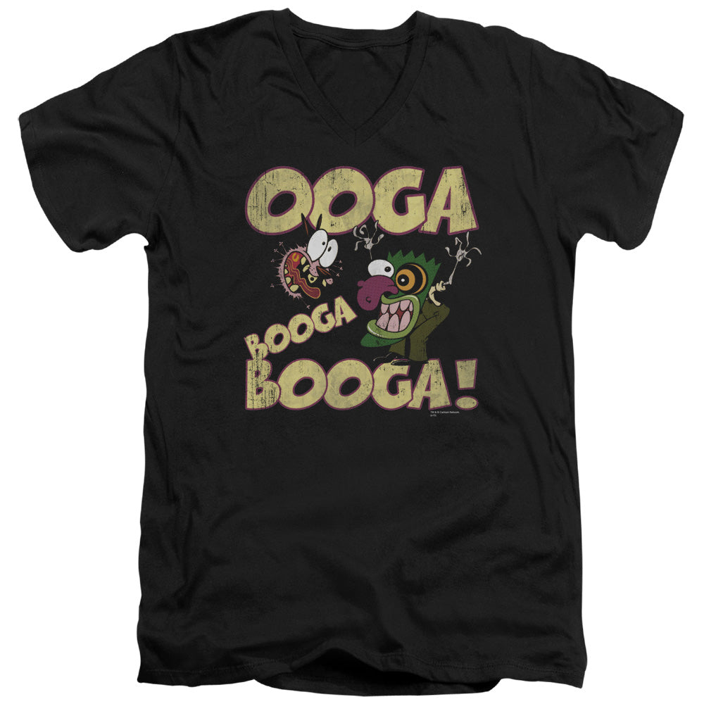 AN OFFCIALLY LICENSED COURAGE OOGA BOOGA BOOGA MEN'S V-NECK T-SHIRT BLACK