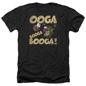 AN OFFCIALLY LICENSED COURAGE OOGA BOOGA BOOGA MEN'S HEATHER T-SHIRT CHARCOAL