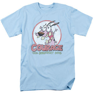 AN OFFCIALLY LICENSED COURAGE THE COWARDLY DOG VINTAGE COURAGE MEN'S REGULAR FIT T-SHIRT LIGHT BLUE