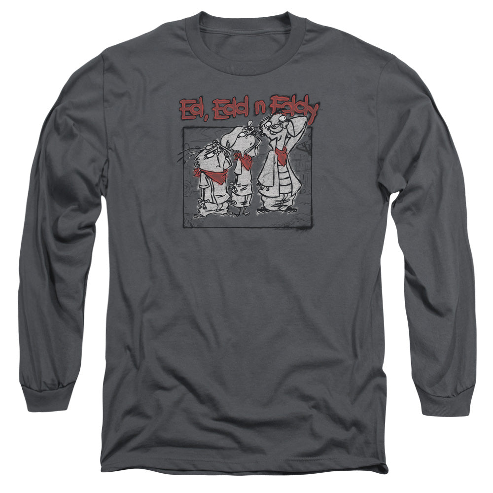 AN OFFCIALLY LICENSED ED EDD N EDDY STAND BY ME MEN'S LONG SLEEVE T-SHIRT CHARCOAL
