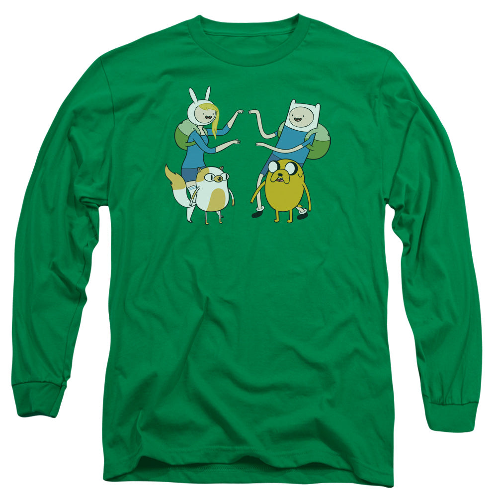 AN OFFCIALLY LICENSED ADVENTURE TIME MEET UP MEN'S LONG SLEEVE T-SHIRT KELLY GREEN
