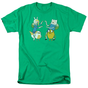 AN OFFCIALLY LICENSED ADVENTURE TIME MEET UP MEN'S REGULAR FIT T-SHIRT KELLY GREEN