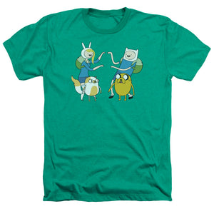 AN OFFCIALLY LICENSED ADVENTURE TIME MEET UP MEN'S HEATHER T-SHIRT KELLY GREEN