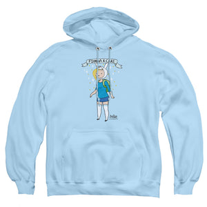 AN OFFCIALLY LICENSED ADVENTURE TIME FIONNA & CAKE ADULT UNISEX PULLOVER HOODIE LIGHT BLUE