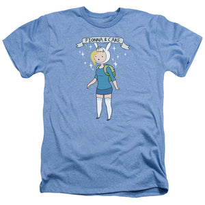 AN OFFCIALLY LICENSED ADVENTURE TIME FIONNA & CAKE MEN'S HEATHER T-SHIRT LIGHT BLUE