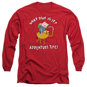 AN OFFCIALLY LICENSED ADVENTURE TIME RIDE BUMP MEN'S LONG SLEEVE T-SHIRT RED