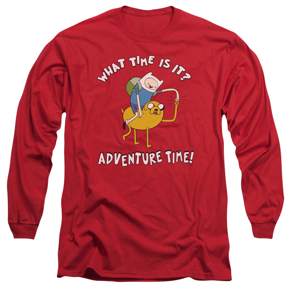 AN OFFCIALLY LICENSED ADVENTURE TIME RIDE BUMP MEN'S LONG SLEEVE T-SHIRT RED