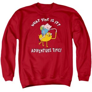 AN OFFCIALLY LICENSED ADVENTURE TIME RIDE BUMP ADULT UNISEX CREWNECK SWEATSHIRT RED