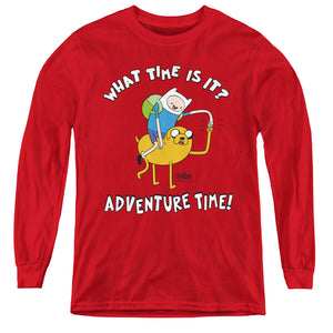 AN OFFCIALLY LICENSED ADVENTURE TIME RIDE BUMP YOUTH LONG SLEEVE T-SHIRT RED