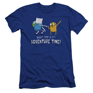 AN OFFCIALLY LICENSED ADVENTURE TIME FIST BUMP MEN'S PREMIUM SLIM FIT T-SHIRT ROYAL