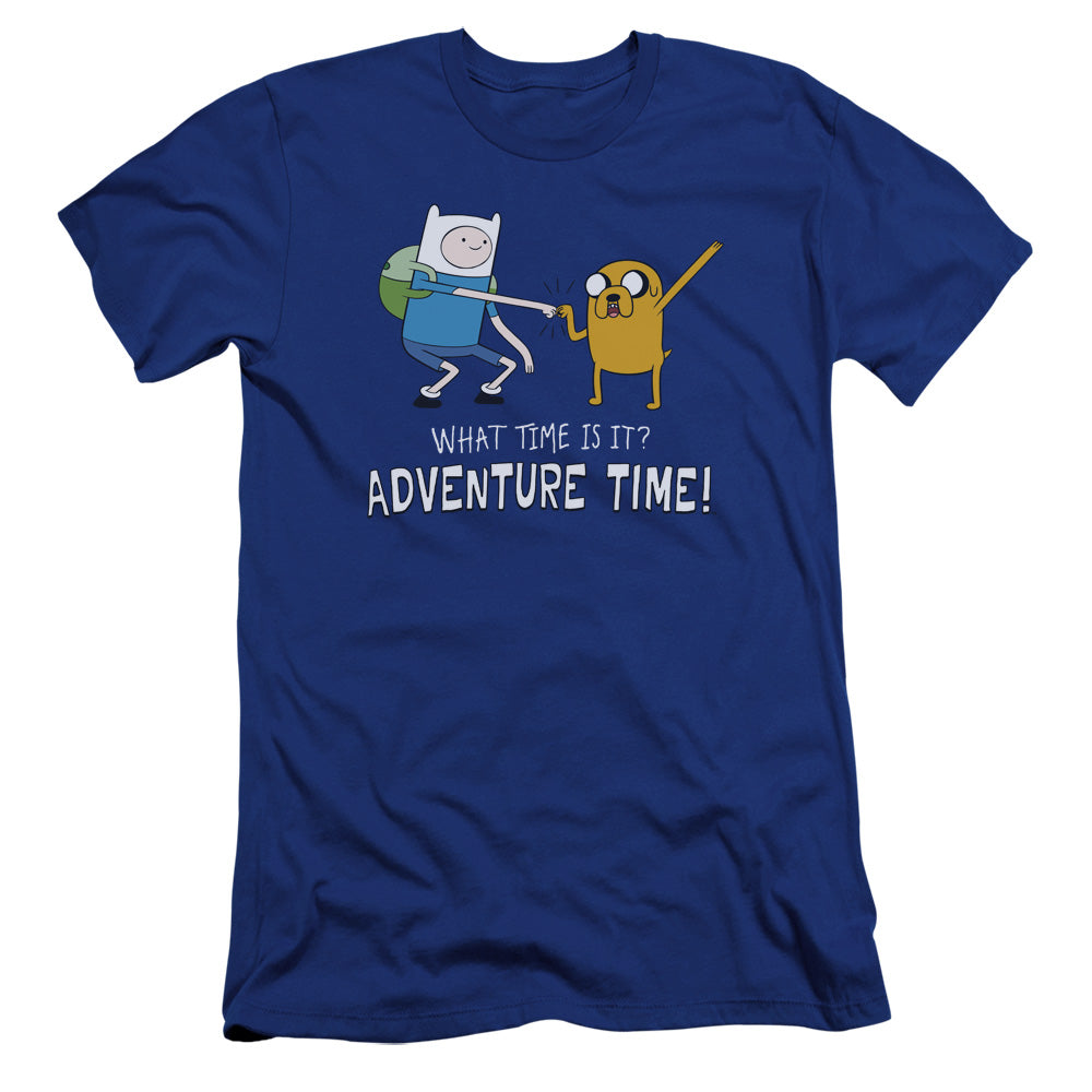 AN OFFCIALLY LICENSED ADVENTURE TIME FIST BUMP MEN'S PREMIUM SLIM FIT T-SHIRT ROYAL