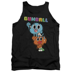 AN OFFCIALLY LICENSED AMAZING WORLD OF GUMBALL GUMBALL SPRAY ADULT UNISEX TANK TOP BLACK