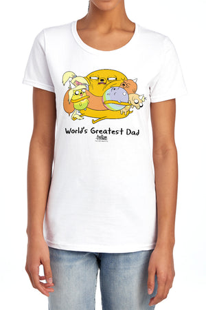 AN OFFCIALLY LICENSED ADVENTURE TIME WORLDS GREATEST DAD WOMEN'S REGULAR FIT T-SHIRT BANANA