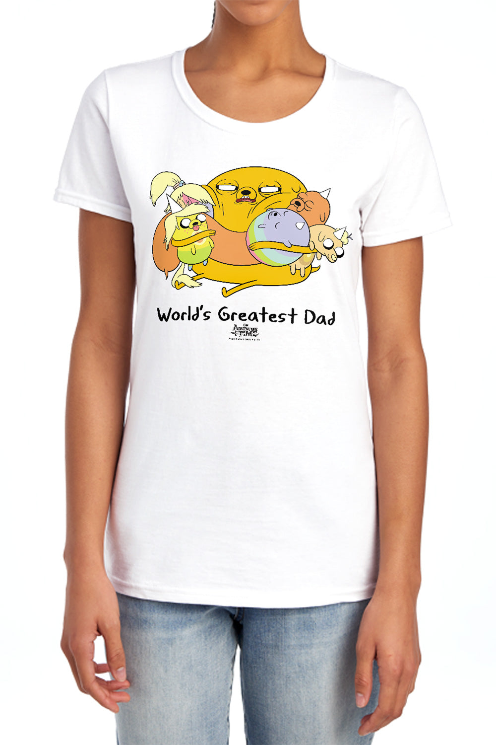 AN OFFCIALLY LICENSED ADVENTURE TIME WORLDS GREATEST DAD WOMEN'S REGULAR FIT T-SHIRT BANANA