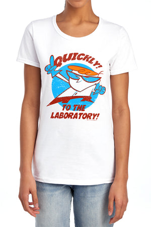 AN OFFCIALLY LICENSED DEXTERS LABORATORY QUICKLY WOMEN'S REGULAR FIT T-SHIRT WHITE