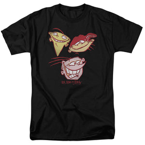 AN OFFCIALLY LICENSED ED EDD EDDY THREE HEADS MEN'S REGULAR FIT T-SHIRT BLACK