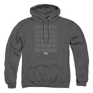 AN OFFCIALLY LICENSED ADVENTURE TIME FINN FACES ADULT UNISEX PULLOVER HOODIE CHARCOAL