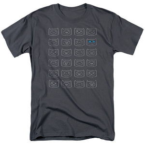 AN OFFCIALLY LICENSED ADVENTURE TIME FINN FACES MEN'S REGULAR FIT T-SHIRT CHARCOAL