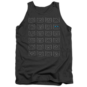 AN OFFCIALLY LICENSED ADVENTURE TIME FINN FACES ADULT UNISEX TANK TOP CHARCOAL