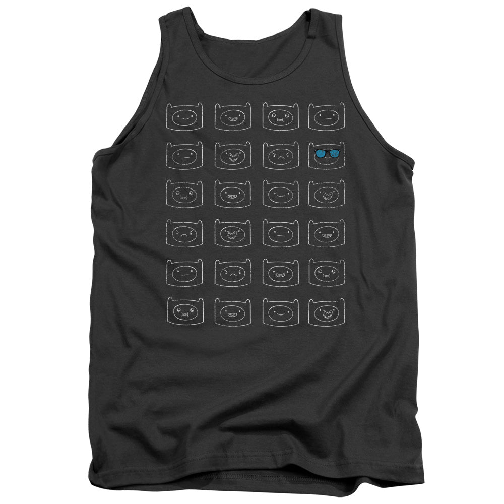 AN OFFCIALLY LICENSED ADVENTURE TIME FINN FACES ADULT UNISEX TANK TOP CHARCOAL