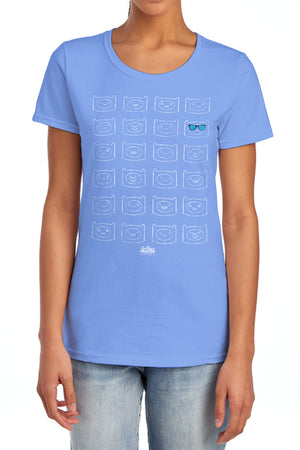 AN OFFCIALLY LICENSED ADVENTURE TIME FINN FACES WOMEN'S REGULAR FIT T-SHIRT CHARCOAL