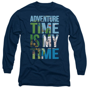 AN OFFCIALLY LICENSED ADVENTURE TIME MY TIME MEN'S LONG SLEEVE T-SHIRT NAVY