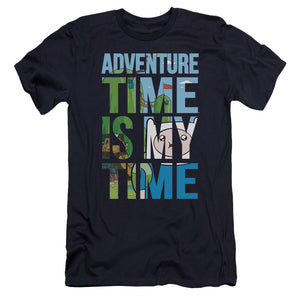 AN OFFCIALLY LICENSED ADVENTURE TIME MY TIME MEN'S PREMIUM SLIM FIT T-SHIRT NAVY