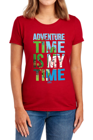 AN OFFCIALLY LICENSED ADVENTURE TIME MY TIME WOMEN'S REGULAR FIT T-SHIRT NAVY