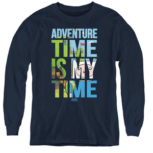AN OFFCIALLY LICENSED ADVENTURE TIME MY TIME YOUTH LONG SLEEVE T-SHIRT NAVY
