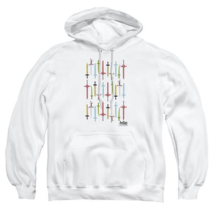 AN OFFCIALLY LICENSED ADVENTURE TIME SWORDS ADULT UNISEX PULLOVER HOODIE WHITE