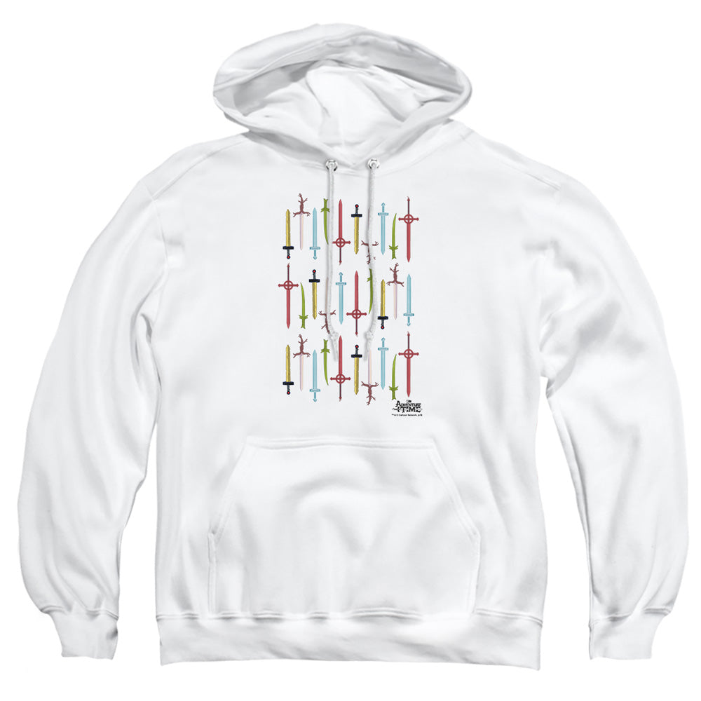 AN OFFCIALLY LICENSED ADVENTURE TIME SWORDS ADULT UNISEX PULLOVER HOODIE WHITE