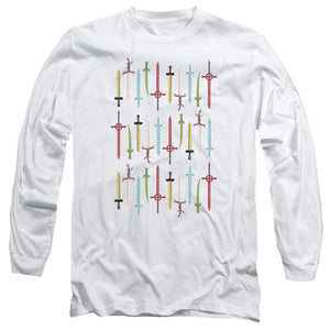 AN OFFCIALLY LICENSED ADVENTURE TIME SWORDS MEN'S LONG SLEEVE T-SHIRT WHITE