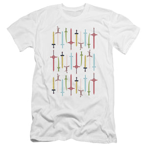 AN OFFCIALLY LICENSED ADVENTURE TIME SWORDS MEN'S PREMIUM SLIM FIT T-SHIRT WHITE
