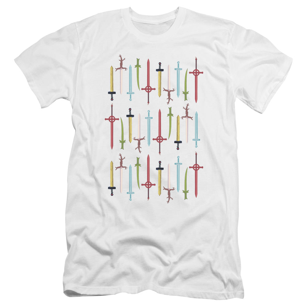 AN OFFCIALLY LICENSED ADVENTURE TIME SWORDS MEN'S PREMIUM SLIM FIT T-SHIRT WHITE