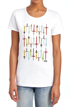 AN OFFCIALLY LICENSED ADVENTURE TIME SWORDS WOMEN'S REGULAR FIT T-SHIRT WHITE