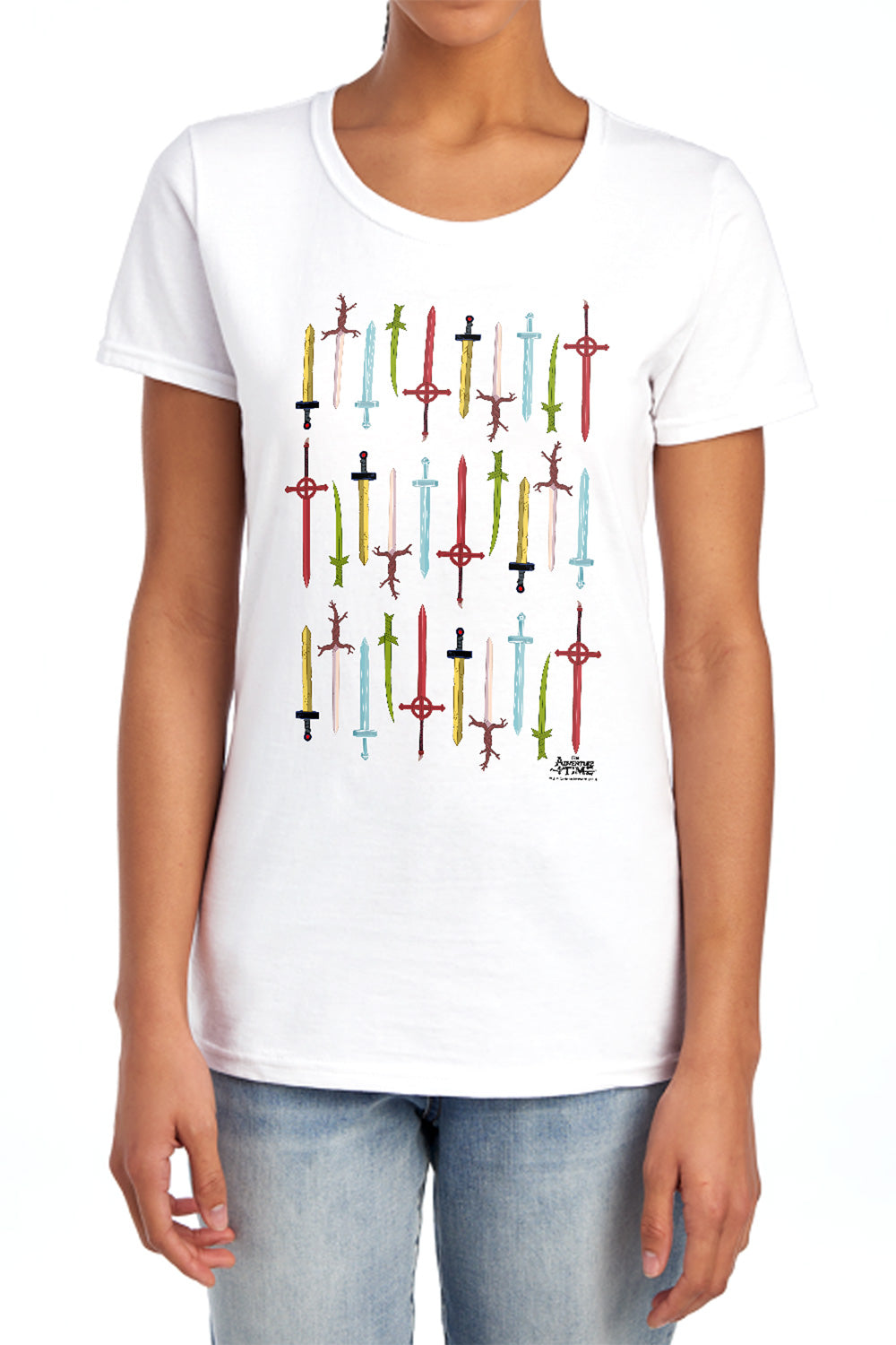 AN OFFCIALLY LICENSED ADVENTURE TIME SWORDS WOMEN'S REGULAR FIT T-SHIRT WHITE