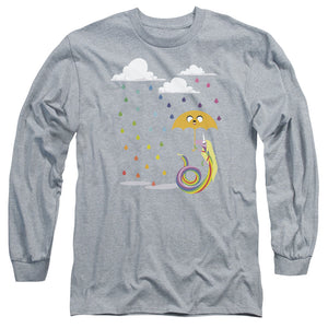 AN OFFCIALLY LICENSED ADVENTURE TIME LADY IN THE RAIN MEN'S LONG SLEEVE T-SHIRT ATHLETIC HEATHER
