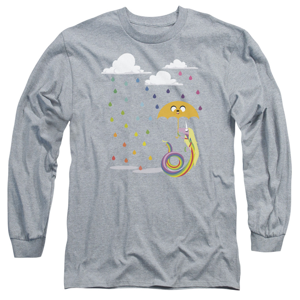 AN OFFCIALLY LICENSED ADVENTURE TIME LADY IN THE RAIN MEN'S LONG SLEEVE T-SHIRT ATHLETIC HEATHER