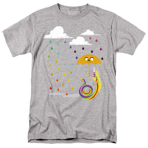 AN OFFCIALLY LICENSED ADVENTURE TIME LADY IN THE RAIN MEN'S REGULAR FIT T-SHIRT ATHLETIC HEATHER