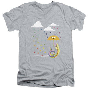 AN OFFCIALLY LICENSED ADVENTURE TIME LADY IN THE RAIN MEN'S V-NECK T-SHIRT ATHLETIC HEATHER