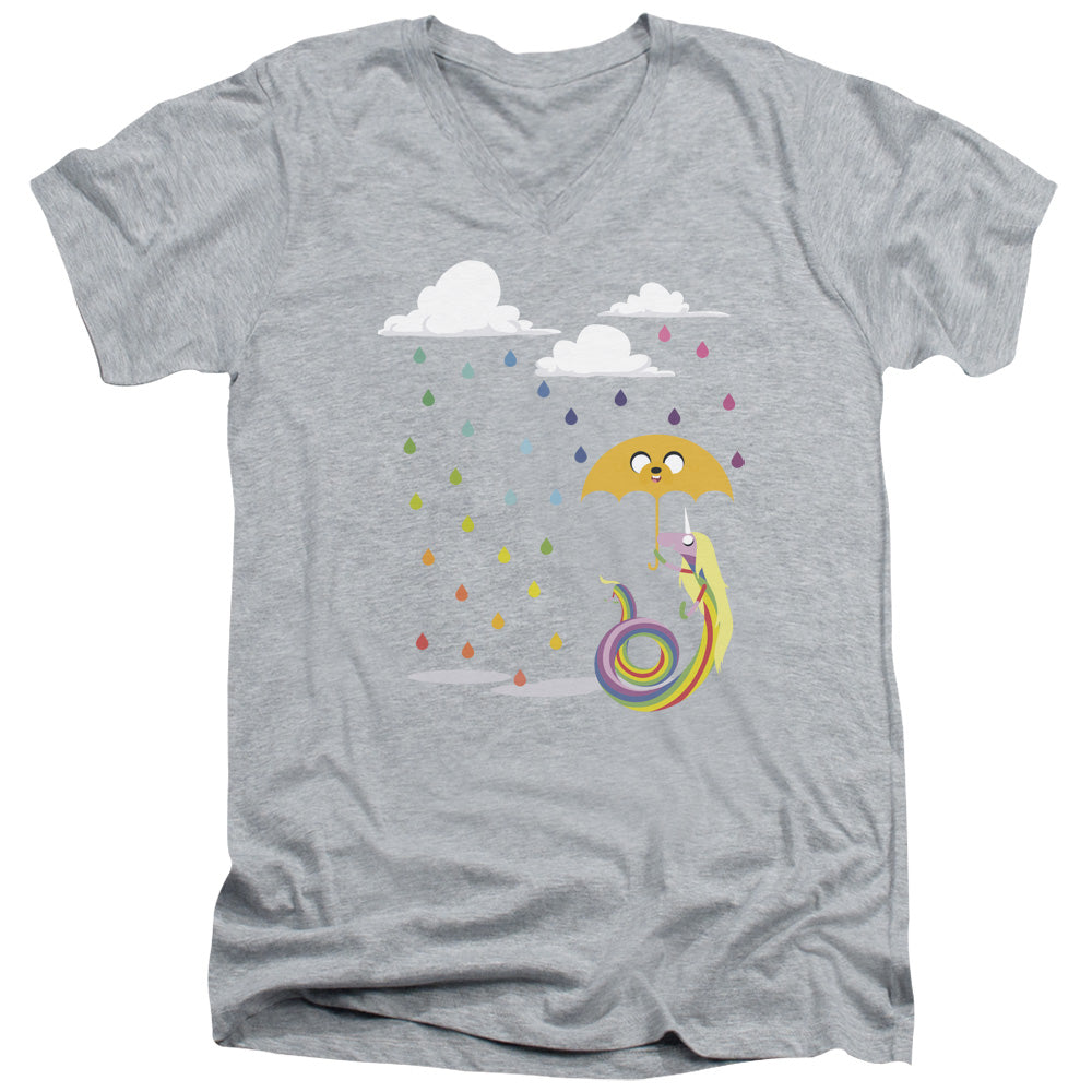 AN OFFCIALLY LICENSED ADVENTURE TIME LADY IN THE RAIN MEN'S V-NECK T-SHIRT ATHLETIC HEATHER