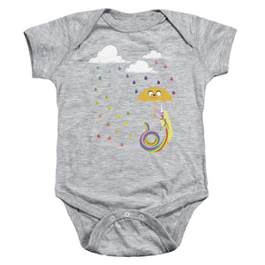 AN OFFCIALLY LICENSED ADVENTURE TIME LADY IN THE RAIN BABY BODYSUIT ATHLETIC HEATHER