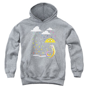 AN OFFCIALLY LICENSED ADVENTURE TIME LADY IN THE RAIN YOUTH HOODIE ATHLETIC HEATHER