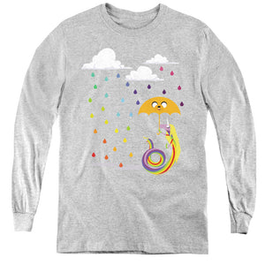 AN OFFCIALLY LICENSED ADVENTURE TIME LADY IN THE RAIN YOUTH LONG SLEEVE T-SHIRT ATHLETIC HEATHER
