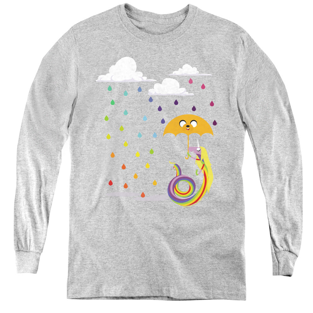 AN OFFCIALLY LICENSED ADVENTURE TIME LADY IN THE RAIN YOUTH LONG SLEEVE T-SHIRT ATHLETIC HEATHER