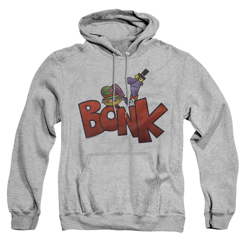 AN OFFCIALLY LICENSED DEXTERS LABORATORY BONK ADULT UNISEX PULLOVER HOODIE ATHLETIC HEATHER