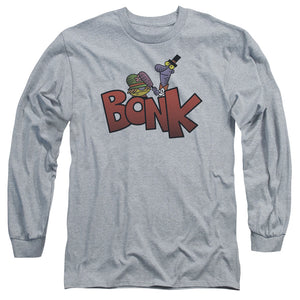 AN OFFCIALLY LICENSED DEXTERS LABORATORY BONK MEN'S LONG SLEEVE T-SHIRT ATHLETIC HEATHER