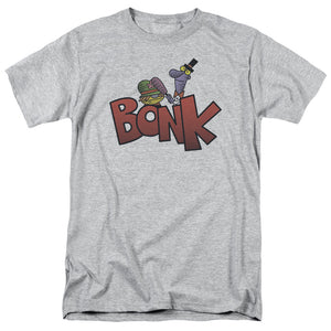 AN OFFCIALLY LICENSED DEXTERS LABORATORY BONK MEN'S REGULAR FIT T-SHIRT ATHLETIC HEATHER